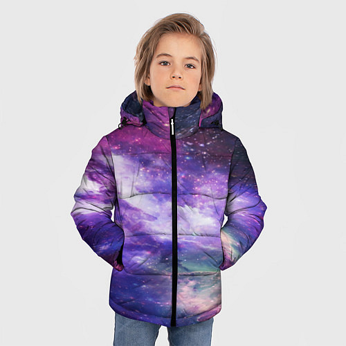 Зимняя куртка для мальчика Фрактал космос / 3D-Черный – фото 3
