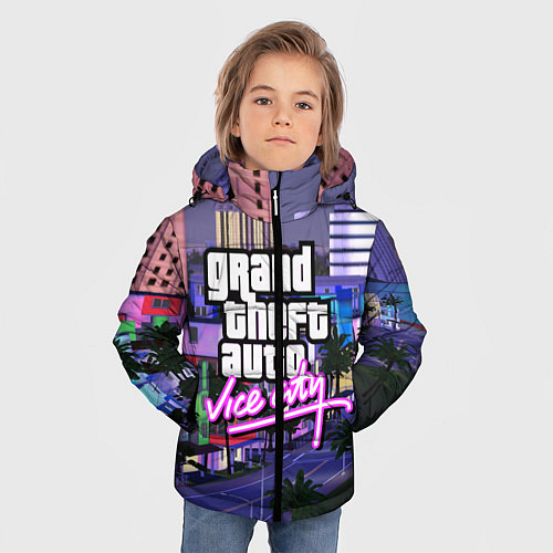 Зимняя куртка для мальчика Grand Theft Auto Vice City / 3D-Черный – фото 3