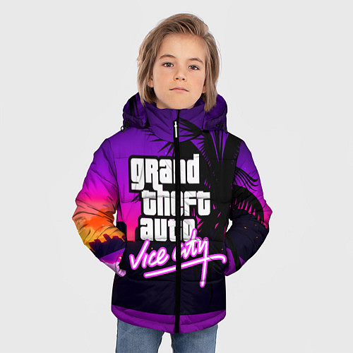 Зимняя куртка для мальчика GTA:VICE CITY / 3D-Черный – фото 3
