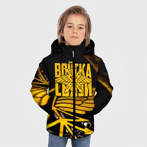 Зимняя куртка для мальчика Войска связи / 3D-Черный – фото 3