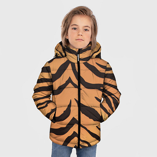 Зимняя куртка для мальчика Тигриный камуфляж / 3D-Черный – фото 3