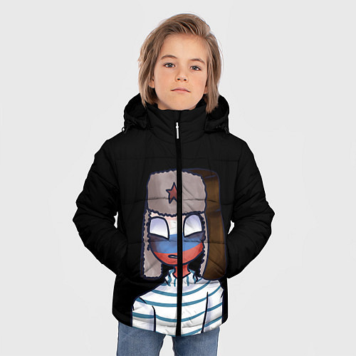 Зимняя куртка для мальчика CountryHumans - Россия / 3D-Черный – фото 3