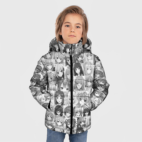 Зимняя куртка для мальчика Аниме девушки / 3D-Черный – фото 3