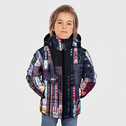 Куртка зимняя для мальчика Ночной Токио, цвет: 3D-красный — фото 2