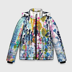 Куртка зимняя для мальчика Watercolor Flowers, цвет: 3D-светло-серый