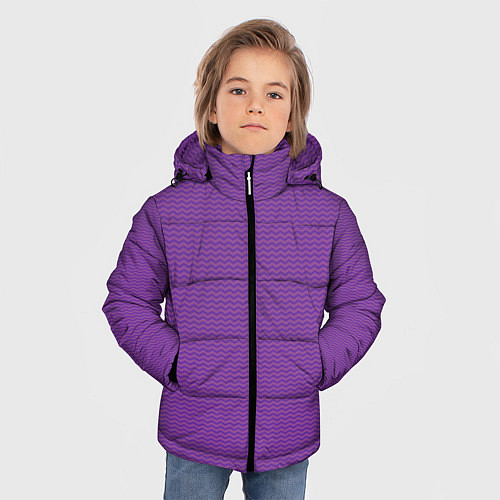 Зимняя куртка для мальчика Фиолетовая волна / 3D-Черный – фото 3