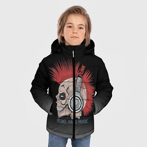 Зимняя куртка для мальчика Rebel hard music / 3D-Черный – фото 3
