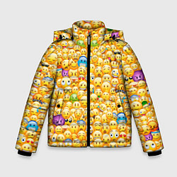 Куртка зимняя для мальчика Смайлики Emoji, цвет: 3D-светло-серый