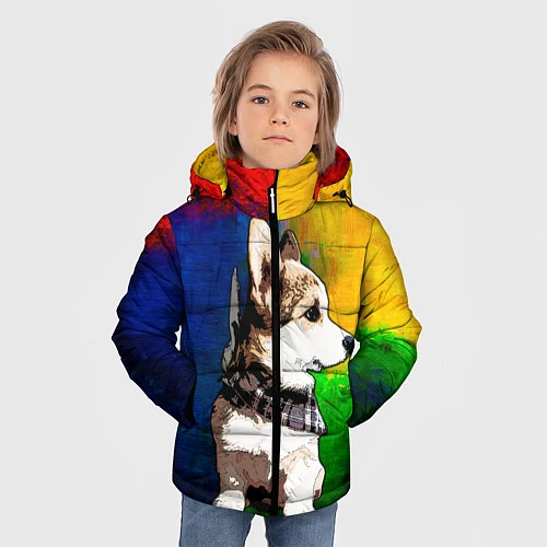 Зимняя куртка для мальчика Корги / 3D-Черный – фото 3