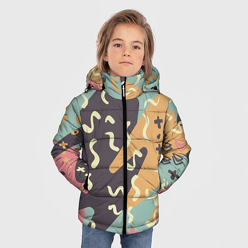 Зимняя куртка для мальчика Абстрактный узор / 3D-Черный – фото 3