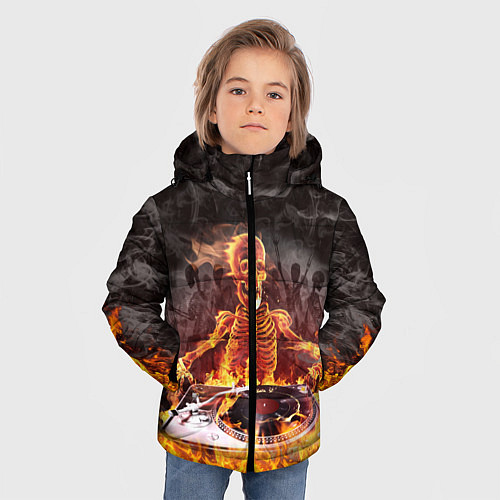 Зимняя куртка для мальчика Вечеринка у скелетов / 3D-Черный – фото 3