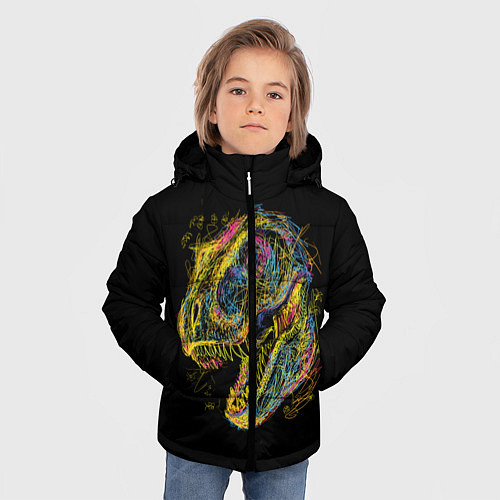 Зимняя куртка для мальчика Тираннозавр Рекс / 3D-Черный – фото 3