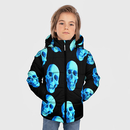 Зимняя куртка для мальчика Черепа стиль / 3D-Черный – фото 3