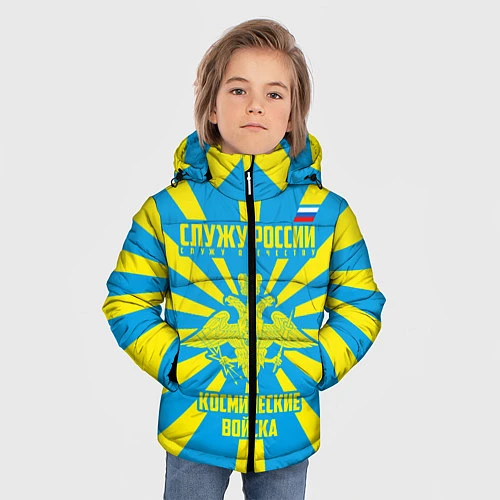 Зимняя куртка для мальчика Космические войска / 3D-Черный – фото 3