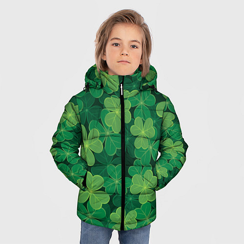 Зимняя куртка для мальчика Ирландский клевер / 3D-Черный – фото 3