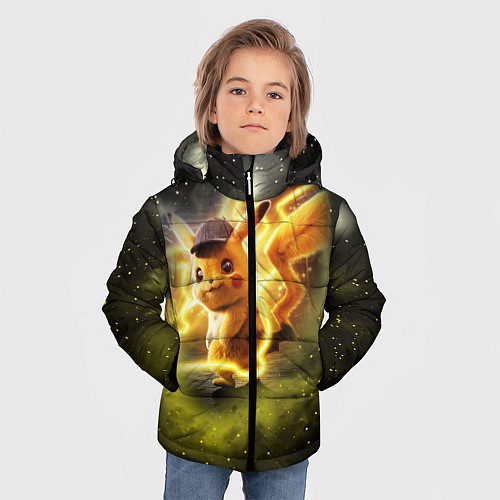 Зимняя куртка для мальчика Детектив Пикачу / 3D-Черный – фото 3