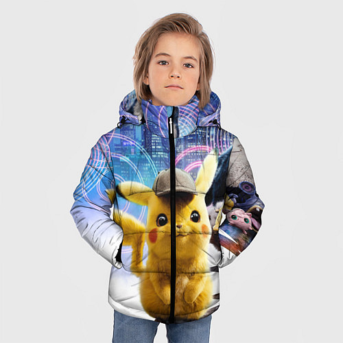 Зимняя куртка для мальчика Детектив Пикачу / 3D-Черный – фото 3