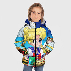 Куртка зимняя для мальчика Пицца Мун, цвет: 3D-черный — фото 2