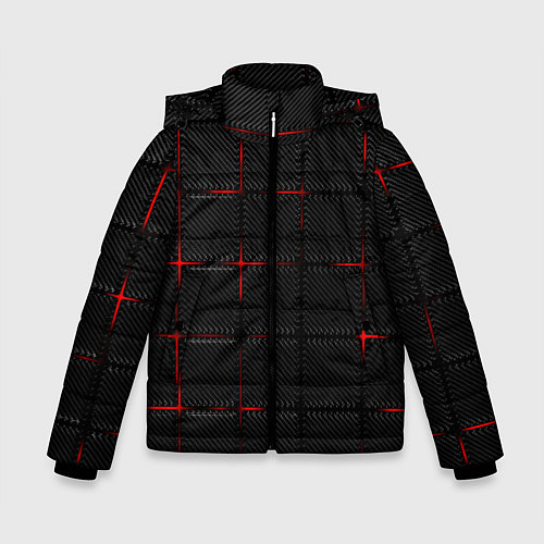Зимняя куртка для мальчика 3D Плиты Red & Black / 3D-Светло-серый – фото 1