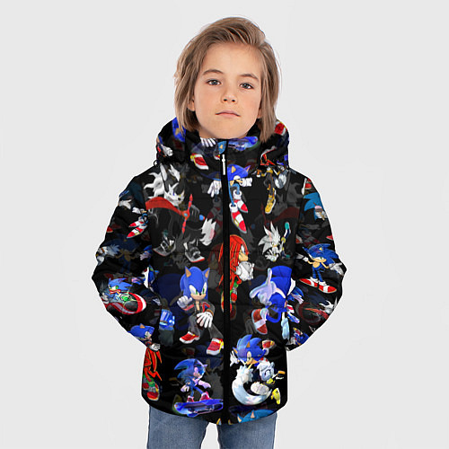 Зимняя куртка для мальчика Sonic паттерн / 3D-Черный – фото 3
