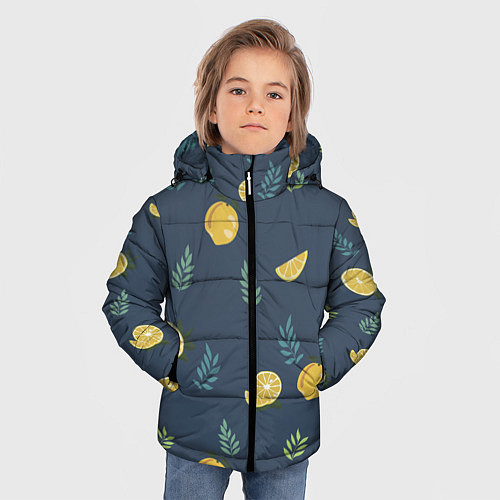 Зимняя куртка для мальчика Лимонный узор / 3D-Черный – фото 3
