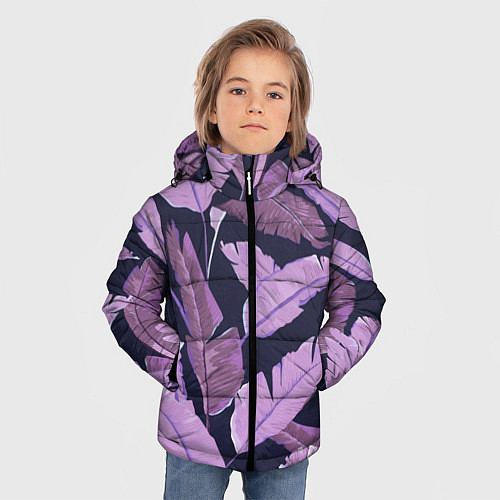Зимняя куртка для мальчика Tropical leaves 4 purple / 3D-Черный – фото 3