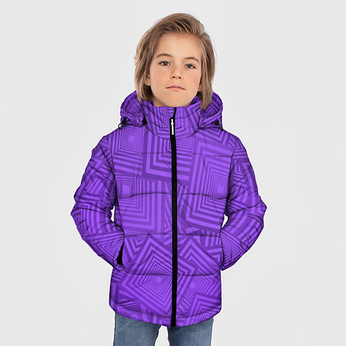 Зимняя куртка для мальчика Квадраты в квадратах / 3D-Черный – фото 3
