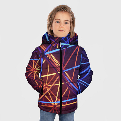 Зимняя куртка для мальчика Линии / 3D-Черный – фото 3