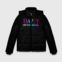 Куртка зимняя для мальчика HAPPY, цвет: 3D-черный