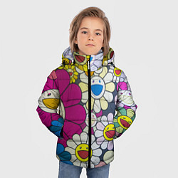Куртка зимняя для мальчика Цветы Ромашки, цвет: 3D-черный — фото 2