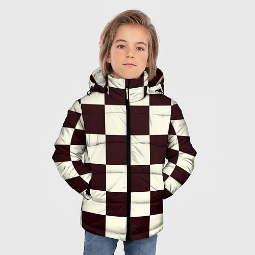 Зимняя куртка для мальчика Шахматка / 3D-Черный – фото 3