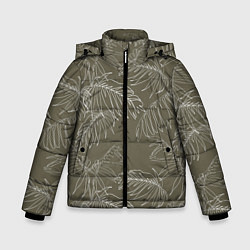 Куртка зимняя для мальчика Листья пальмы, цвет: 3D-черный
