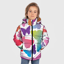 Куртка зимняя для мальчика Разноцветные бабочки, цвет: 3D-черный — фото 2