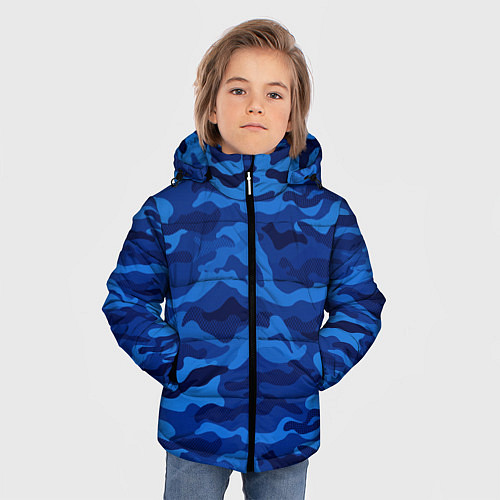 Зимняя куртка для мальчика СИНИЙ КАМУФЛЯЖ / 3D-Черный – фото 3