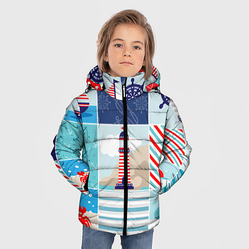 Зимняя куртка для мальчика Моряк / 3D-Черный – фото 3