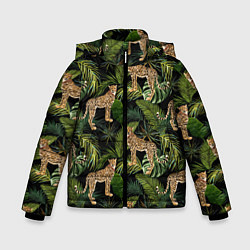 Куртка зимняя для мальчика Versace Леопарды, цвет: 3D-светло-серый