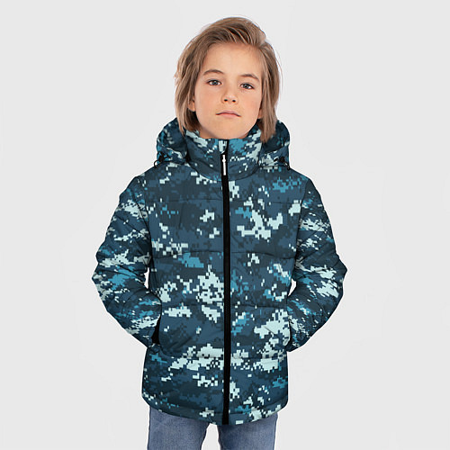 Зимняя куртка для мальчика Пиксельный камуфляж полиции / 3D-Черный – фото 3