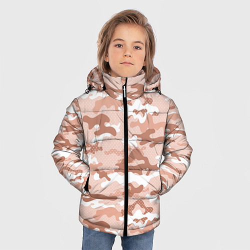 Зимняя куртка для мальчика Песочный камуфляж / 3D-Черный – фото 3