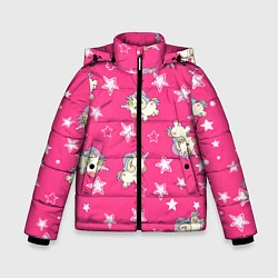 Куртка зимняя для мальчика Единорожки UNICORN PINK, цвет: 3D-черный