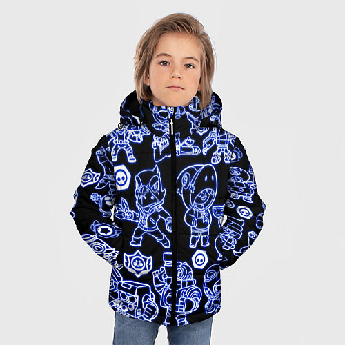 Зимняя куртка для мальчика ВСЕ ПЕРСОНАЖИ НЕОН BRAWL STARS / 3D-Черный – фото 3