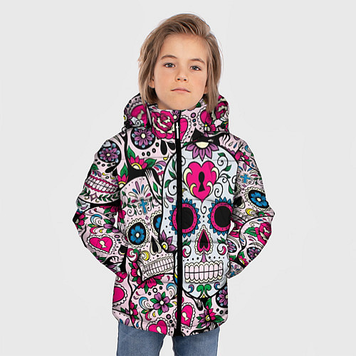 Зимняя куртка для мальчика Весёлые черепа / 3D-Черный – фото 3