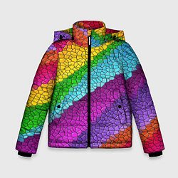 Зимняя куртка для мальчика Яркая мозаика радуга диагональ