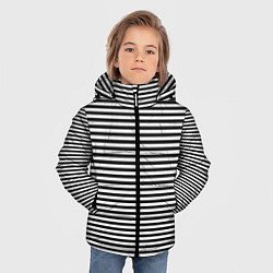 Куртка зимняя для мальчика В ЧЕРНО-БЕЛУЮ ПОЛОСКУ, цвет: 3D-черный — фото 2