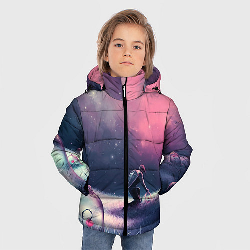 Зимняя куртка для мальчика Герой защищающий розы куполом / 3D-Черный – фото 3