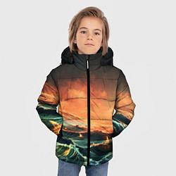 Куртка зимняя для мальчика Фэнтези море корабли закат, цвет: 3D-черный — фото 2