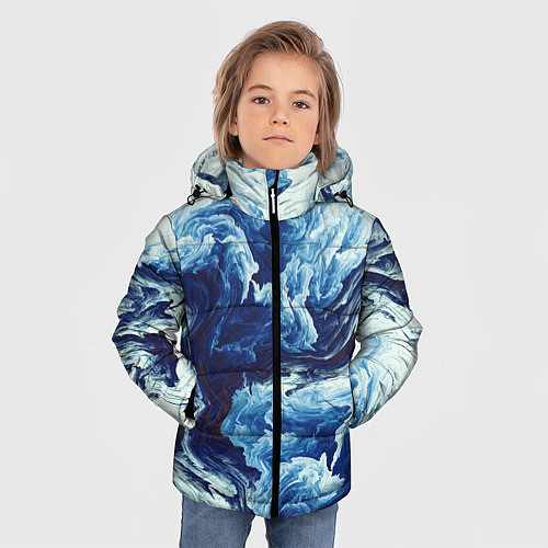 Зимняя куртка для мальчика Абстракция смешивание разводы / 3D-Черный – фото 3