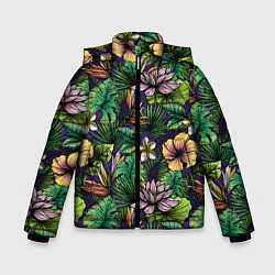 Куртка зимняя для мальчика Летние цветы, цвет: 3D-красный