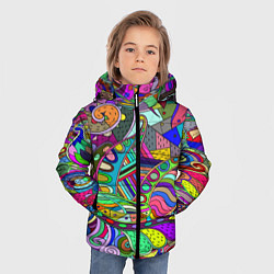 Куртка зимняя для мальчика Дудлы узор разноцветный хиппи, цвет: 3D-красный — фото 2