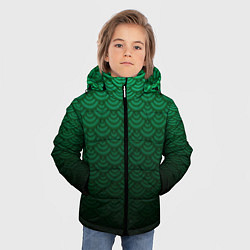 Куртка зимняя для мальчика Узор зеленая чешуя дракон, цвет: 3D-светло-серый — фото 2