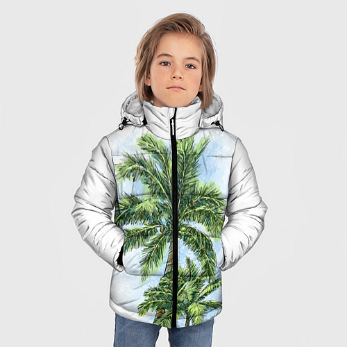 Зимняя куртка для мальчика Пальмы над головой / 3D-Черный – фото 3